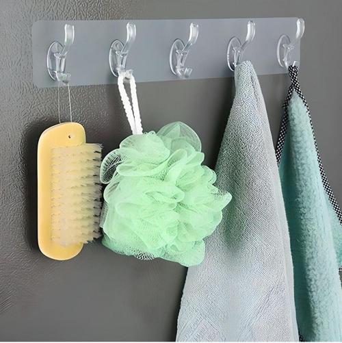 5?Li Güçlü Yapışkanlı Şeffaf Duvar Askısı Banyo Mutfak Düzenleyici Pratik Askılık