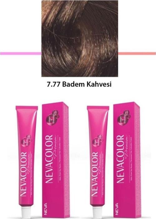 Mbb E-Ticaret 2 Li Set Premium 7.77 Badem Kahvesi - Kalıcı Krem Saç Boyası 2 X 50 G Tüp
