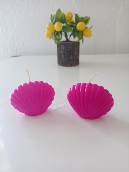 2'li Pembe Fuşya Mini İstiridye Deniz Kabuğu 1. Kalite Doğal Kokulu Mum Dekoratif
