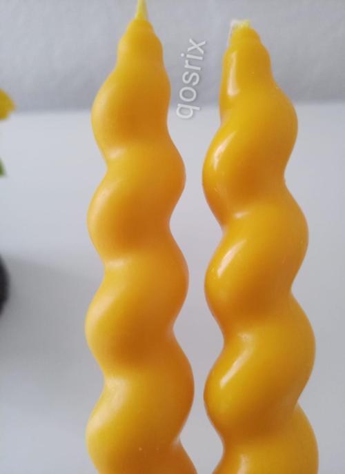 2'li Sarı İtalyan Burgulu Şamdan Mumu Doğal Kokulu Uzun Çubuk Konik Burgu Spiral Mum Dekoratif