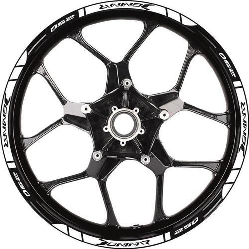 Bajaj Dominar 250 Baskılı Jant Dışı Şerit Motosiklet Sticker Etiket Modeli Beyaz