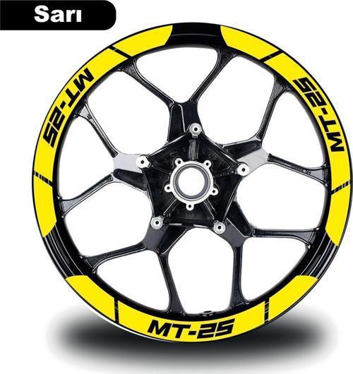 Sarı Yamaha MT-25 Geniş Jant Sticker Etiket Modeli