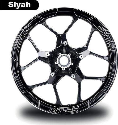 Siyah Yamaha MT-25 Geniş Jant Sticker Etiket Modeli