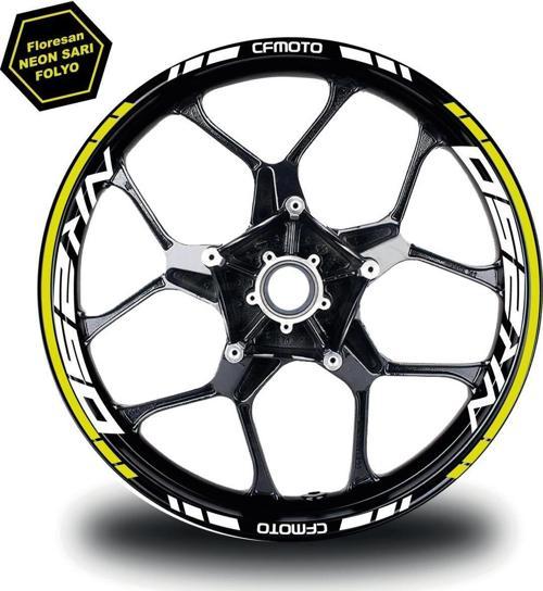 CFMOTO NK250 Jant Sticker İç & Dış Takım Etiket Modeli Neon Sarı - Beyaz