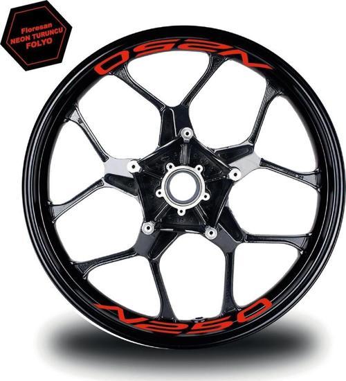 Bajaj N250 Jant İçi Yazı Sticker Modeli Neon Turuncu