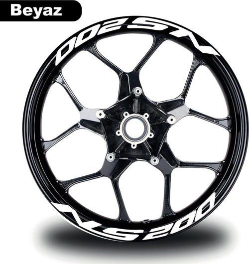 Bajaj Pulsar NS 200 Yazılı 8 Li Jant İçi Yazı Sticker Beyaz