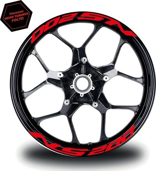 Bajaj Pulsar NS 200 Yazılı 8 Li Jant İçi Yazı Sticker Neon Turuncu