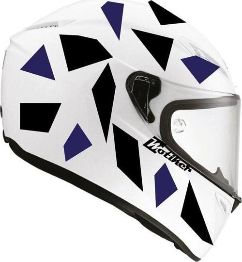 Kare Siyah Mavi Kamuflaj Kask Sticker Modeli 2