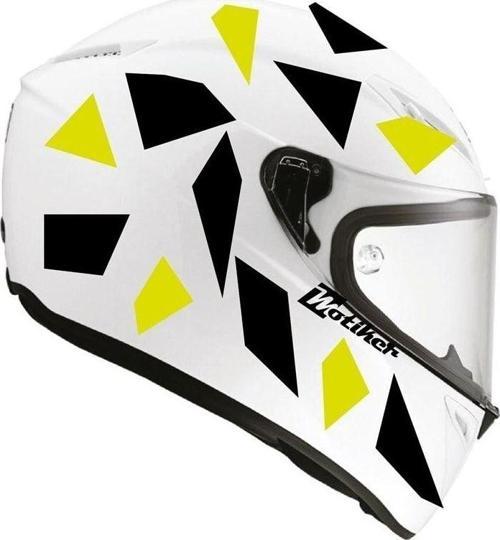 Kare Siyah Neon Sarısı Kamuflaj Kask Sticker Modeli