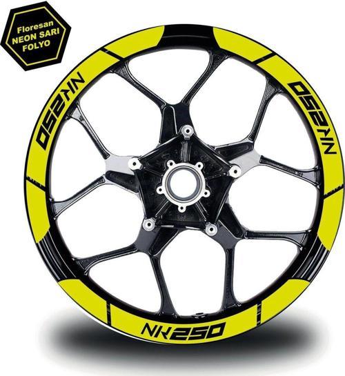 Neon Sarı CF MOTO 250 NK Geniş Jant Sticker Etiket Modeli
