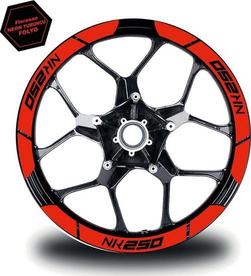 Neon Turuncu CF MOTO 250 NK Geniş Jant Sticker Etiket Modeli