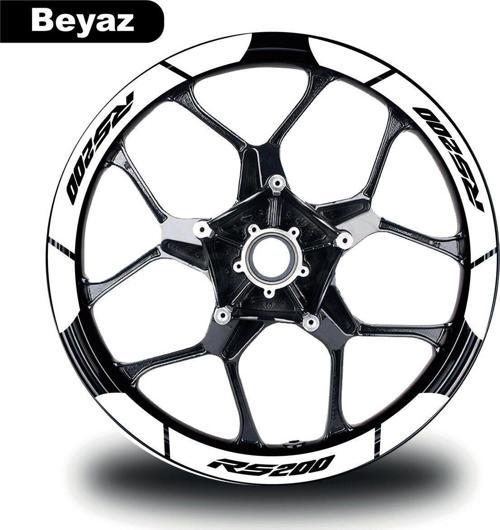 Beyaz Bajaj Pulsar RS200 Geniş Jant Sticker Etiket Modeli