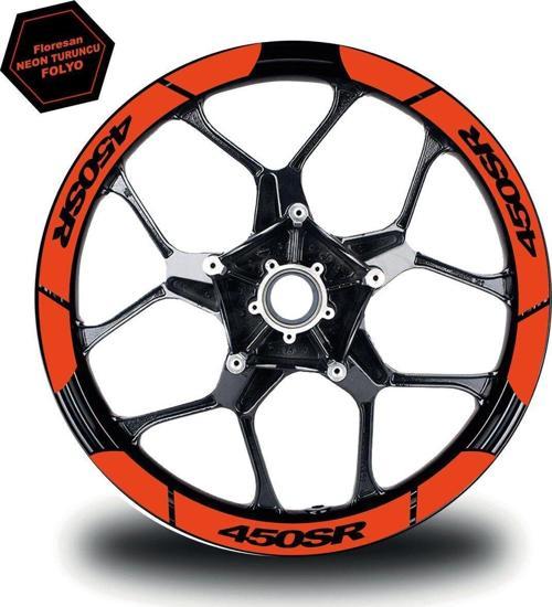Neon Turuncu CF MOTO 450 SR Geniş Jant Sticker Etiket Modeli