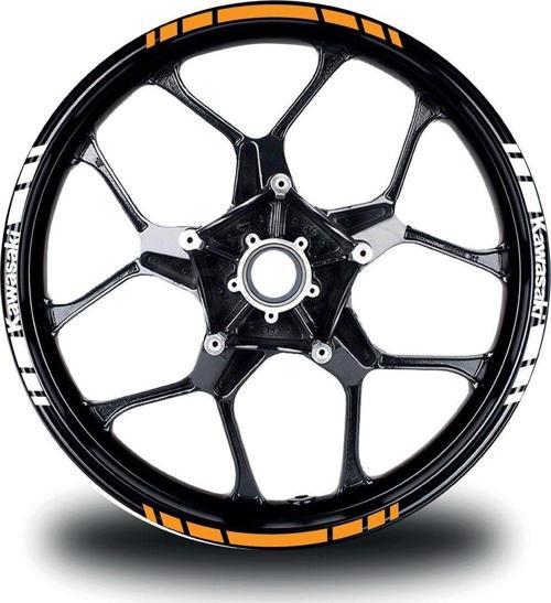 Kawasakı Yazılı Kısa Yazısız Kısa Dış Şerit 16'lı Çift Renk Jant Sticker Modeli