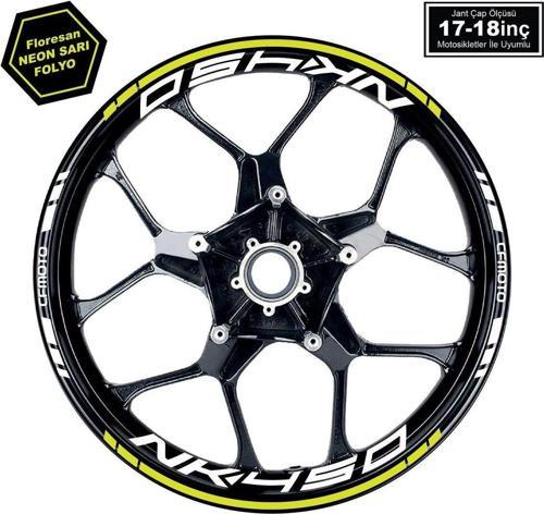 Neon Yeşil (Sarı) CFMOTO 450NK Motosiklet Jant Sticker Etiket Modeli İç & Dış Takım