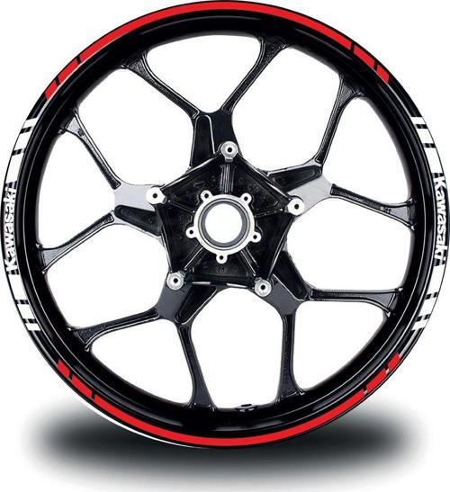 Kawasakı Yazılı Kısa Yazısız Uzun Dış Şerit 16'lı Çift Renk Jant Sticker Modeli