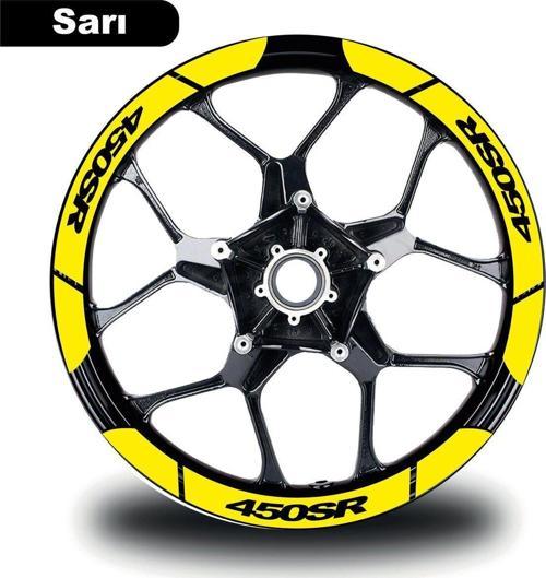 Sarı Cf Moto 450 Sr Geniş Jant Sticker Etiket Modeli