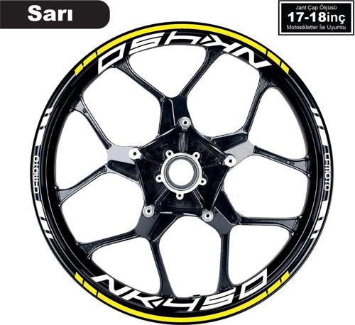 Sarı CFMOTO 450NK Motosiklet Jant Sticker Etiket Modeli İç & Dış Takım