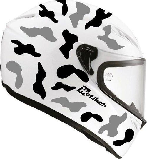 Gri Siyah Kamuflaj Kask Sticker Modeli