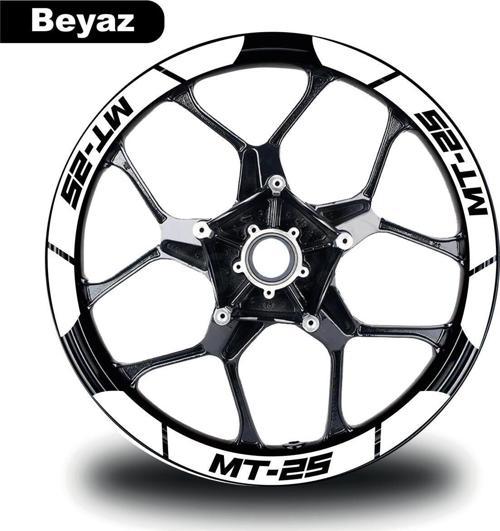 Beyaz Yamaha MT-25 Geniş Jant Sticker Etiket Modeli