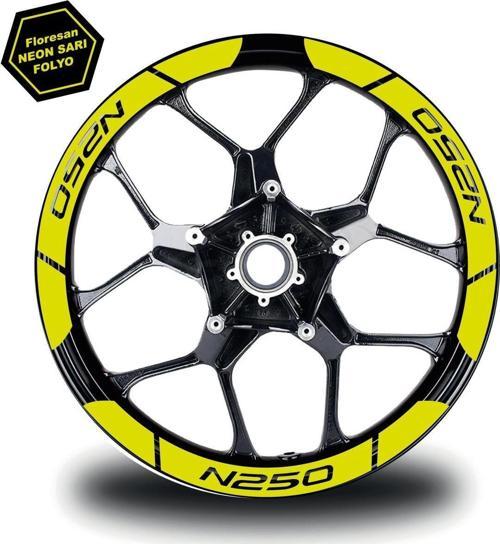 Neon Sarı Bajaj N250 Geniş Jant Sticker Etiket Modeli