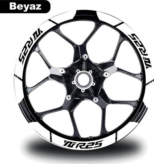 Beyaz Yamaha YZF R25 Geniş Jant Sticker Etiket Modeli