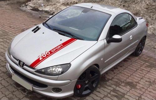 Peugeot 206 Sport Yazılı Ön Kaput Sticker Etiket Modeli
