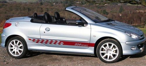 Peugeot 206 Sport Yazılı Yan Kapı Damalı Sticker Etiket Modeli