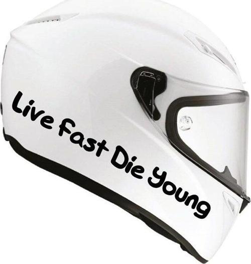 Tek Renk Live Fast Die Young (live Fast Die Young Helmet Stickers) Kask Sticker Etiket Modeli