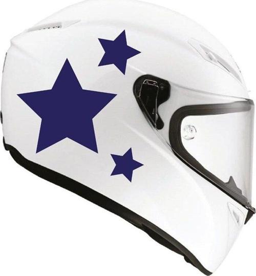 Tek Renk Üçlü Yıldız (triple Star Helmet Stickers) Kask Sticker Etiket Modeli 3