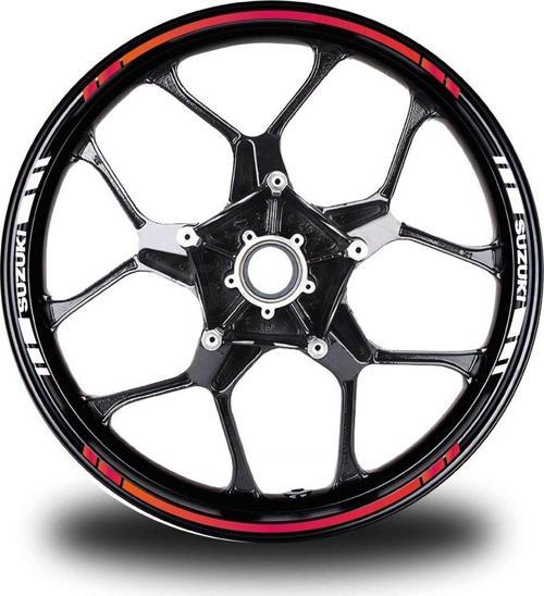 Suzukı Yazılı Kısa Yazısız Uzun Dış Şerit 16'lı Çift Renk Jant Sticker Modeli