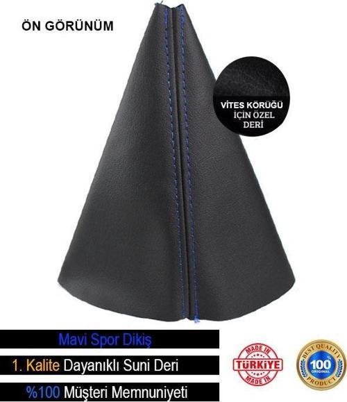 Mercedes B İle Uyumlu Siyah Deri Özel Tasarım Mavi Spor Dikiş Vites Körüğü
