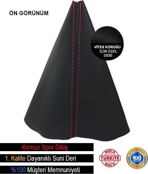 Opel Vectra İle Uyumlu Siyah Deri Özel Tasarım Kırmızı Spor Dikiş Vites Körüğü