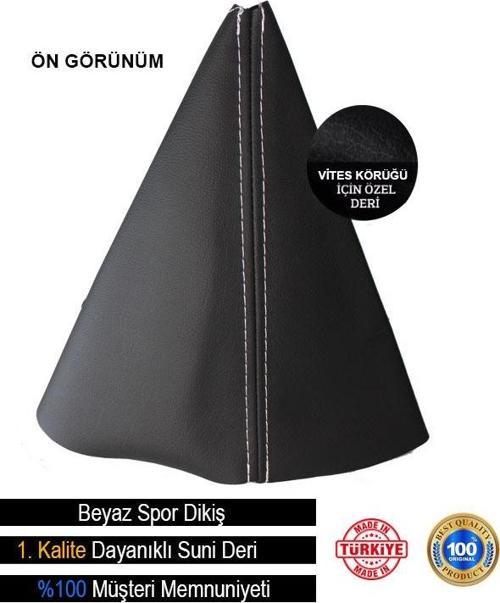 Toyota Celica İle Uyumlu Siyah Deri Özel Tasarım Beyaz Spor Dikiş Vites Körüğü