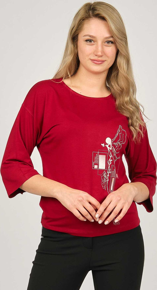 Kadın Desenli Bluz 6690208 Bordo