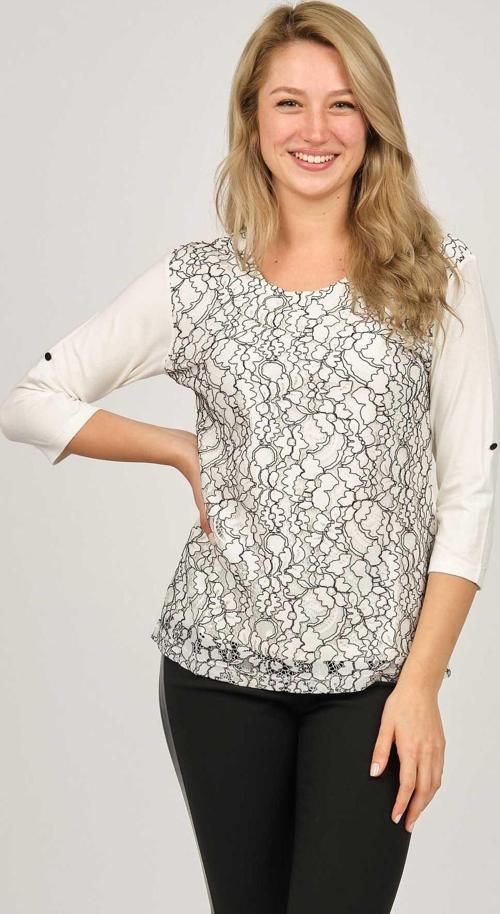 Kadın Desenli Bluz 6690302 Ekru