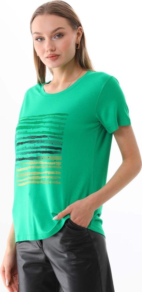 Kadın Taş Detaylı Desenli Kısa Kol Bluz 23165 Benetton