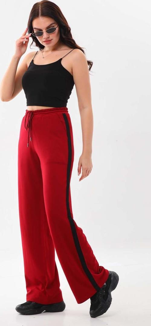 Kadın Belden Bağlamalı Rahat Form Pantolon 22927 Bordo