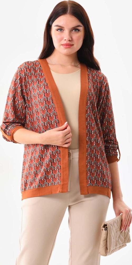 Kadın Desenli Kol Detaylı Ceket 23959 Camel