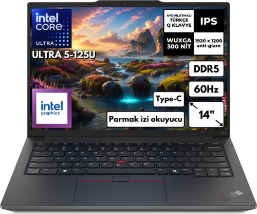 Thinkpad E14 Gen 6 Ultra 5-125U 64 Gb Ram 512 Gb Ssd 14" Free Dos 21M7002Ptx Kt24