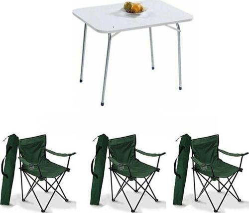 60X80 Katlanır Beyaz Masa+ 3 Adet Yeşil Rejisör, Sandalye Piknik Plaj Sandalyesi
