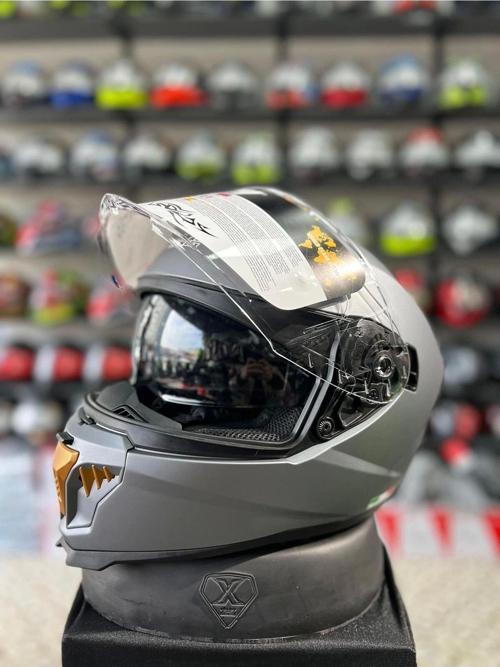 865 Full Face Double Visor Güneş Gözlüklü Kapalı Motosiklet Kaskı M Beden Mat Gri