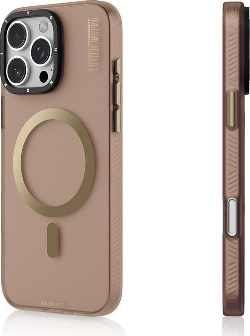 iPhone 16 Pro Max Kılıf Magsafe Şarj Özellikli Hidden Sand Serisi Kapak Gold