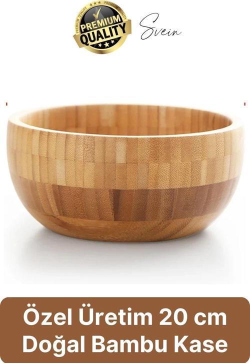 Özel Üretim 20 cm Bambu Kase Doğal Sağlıklı Makarna Salata Meyve Yemek Tabağı Servis Ahşap Çerezlik