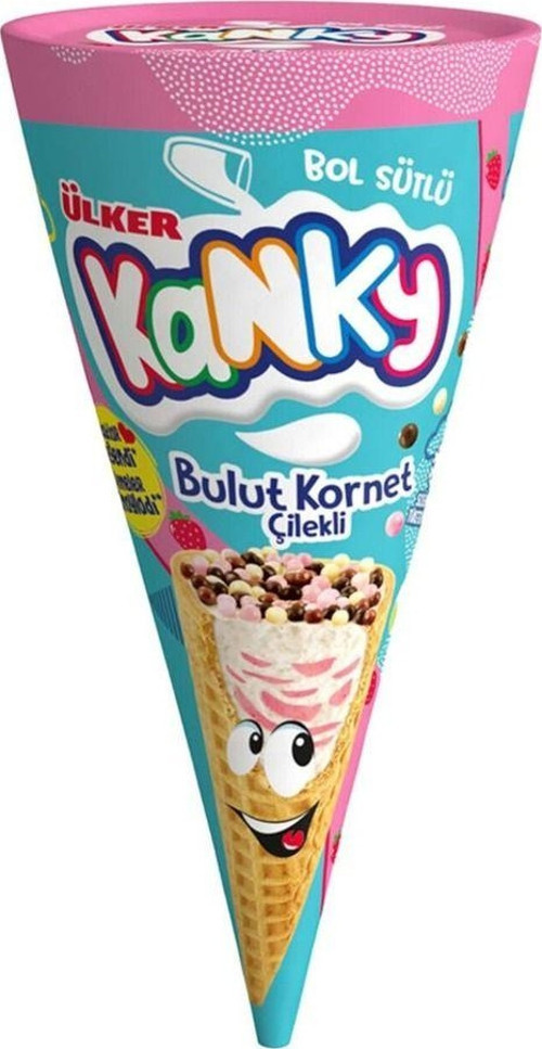 Kanky Bulut Kornet Sütlü Çilek 26,5 X 24 Adet