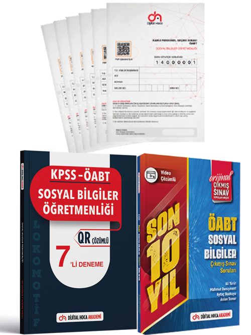 Dijital Hoca 2023 ÖABT Sosyal Son 10 Yıl Çıkmış Sorular+Lokomotif 7'li+Kurumsal Deneme Üçlü Set