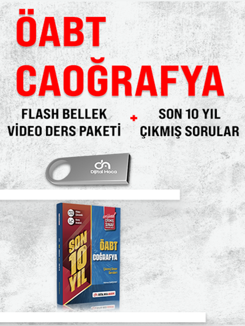 Dijital Hoca Akademi ÖABT Coğrafya Son 10 Yıl Çıkmış Sorular+Flash Bellek Video Ders Paketi Seti