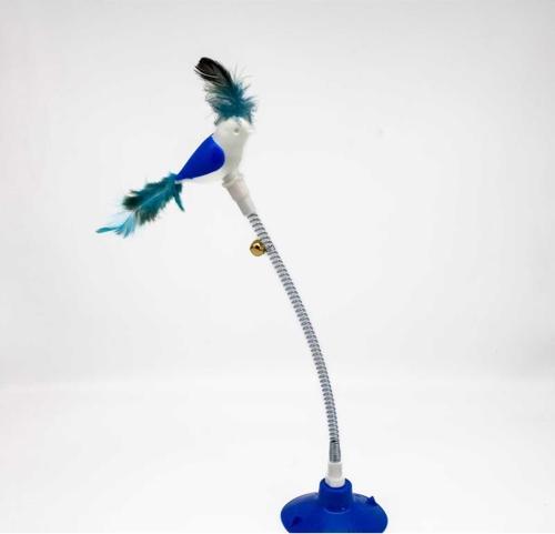 Vantuzlu Yaylı Kuş Kedi Oyuncağı Mavi 1 Adet