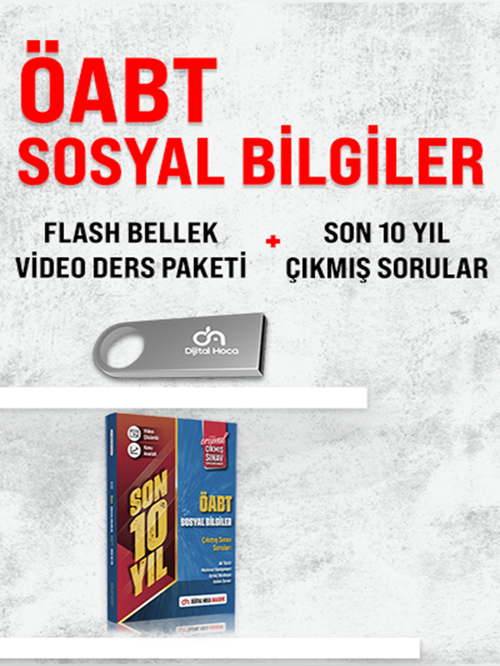 Dijital Hoca Akademi ÖABT Sosyal Bilg Son 10 Yıl Çıkmış Sorular+Flash Bellek Video Ders Paketi Seti