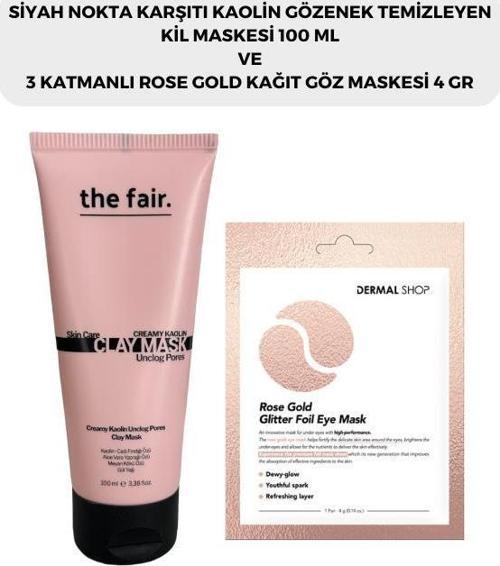 . Gözenek Temizleyen Kil Maskesi 100 ml ve Dermal 3 Katmanlı Rose Gold Göz Maskesi 4 gr